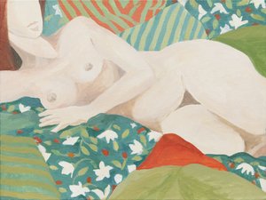 Liggend naakt (acryl) door Jennifer Abbott