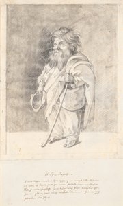De Romeinse dwerg Francesco Ravai, genaamd Bajocco. Hele figuur, driekwart profiel naar links door Jens Juel