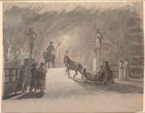 Een sleerit in fakkellicht over Holmens brug door Jens Juel