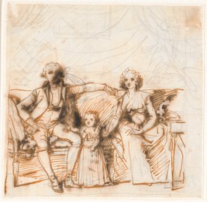 Compositieontwerp voor het Ankerske familieportret door Jens Juel