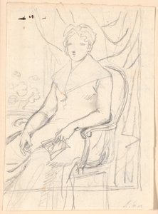 Compositieontwerp voor het portret van gravin Anna Joachima Danneskiol-Laurvigen, geboren Ahlefeldt, in haar 74e jaar door Jens Juel