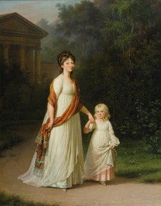 Marie Sophie Frederikke, prinses van Denemarken en haar dochter, prinses Caroline door Jens Juel