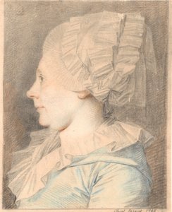 Portret van Anne Cathrine Maaløe, geboren Basse. Profiel naar links door Jens Juel