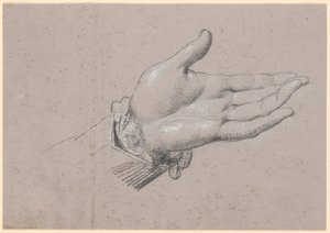 Studie van een linkerhand, gebruikt in het hele figuurportret van Frederik de zesde als kroonprins uit 1786 op Amalienborg door Jens Juel