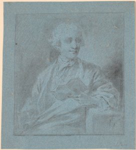 Studie van een zittende jonge man met een stuk papier in de hand (halffiguur en face) door Jens Juel