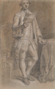 Studie voor een portret van een staande man met een papier in de hand