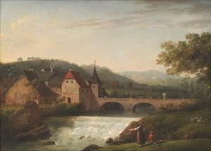 De brug en de waterval bij Dornach, Zwitserland
