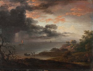 Onweer dat in de zee stort