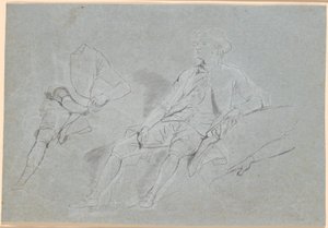 Schets voor een portret van een heer, zittend in de open lucht door Jens Juel