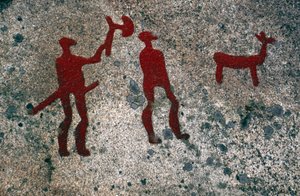Hinderlaag, Bronstijd rotstekening, Tanum, Västra Götaland, Zweden