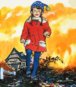Meisje met bobble hoed (gouache op papier) door Jesus Blasco