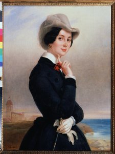 Portret van de Russische actrice Vera Michurina-Samoylova door Jewgenij Alexandrowitsch Pluchart
