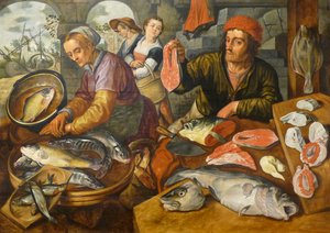 Frans: Le Marché aux poissons Vismarkt door Joachim Beuckelaer