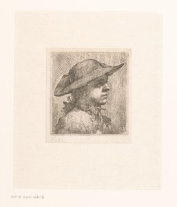 Portret van een jongeman met hoed door Joachim Martin Falbe (attributed to)