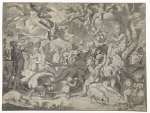 Bruiloft van Peleus en Thetis door Joachim Wtewael or Utewael