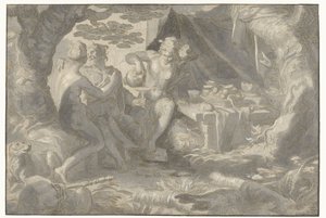 Lot en zijn dochters door Joachim Wtewael or Utewael