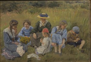 Rust in het veld. De vrouw en kinderen van de kunstenaar