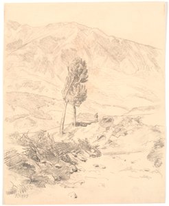 Italiaans berglandschap met twee bomen door Joakim Frederik Skovgaard