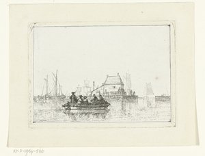Roeiboot met opvarenden op het IJ door Joan Berg