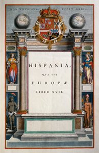 Hispania quae est Europae (Spanje), Boek XVII, titelpagina Volume IX, Atlas Maior, door Joan Blaeu, kopergravure, Amsterdam