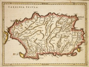 Kaart van Sardinië door Joan Blaeu