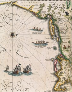 Kaart van de kust van Virginia, uit Theatrum Orbis Terrarum door Joan Blaeu