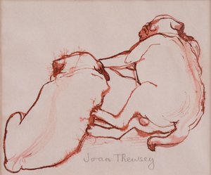 Twee Pug Puppies, de broers, 2005 door Joan Thewsey