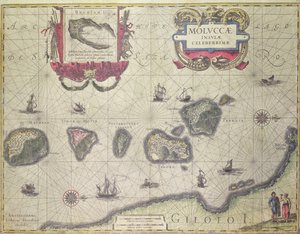 Kaart met de Molukken bij Halmahera, 1640