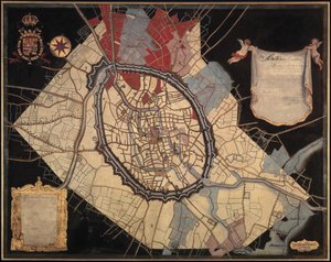 Kaart van Brugge en de Feodale Gronden door Joannes Lobberecht