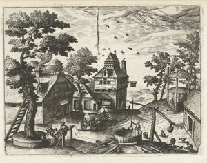 Herberg met waterput door Joannes van Doetechum (I) (attributed to)