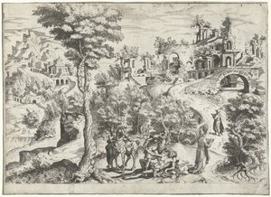 Landschap met de barmhartige Samaritaan