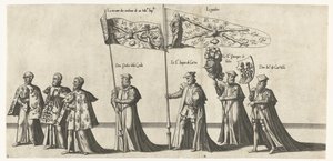 Deel van de optocht, nr. 3 en 4 door Joannes van Doetechum (I)