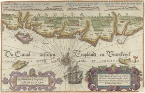 Kaart van de Engelse kust tussen de Isle of Wight en Dover door Joannes van Doetechum (I)