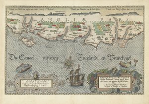 Kaart van de Zuid-Engelse kust tussen de Isle of Wight en Dover Beschrijvinghe der Zee Custen van Engelandt tuschen Wicht ende Doueren door Joannes van Doetechum (I)