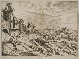 Tweede uitzicht over de ruïnes op de Palatijnse heuvel door Joannes van Doetecum I