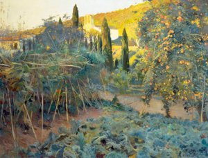 De boomgaard van de hermitage door Joaquim Mir i Trinxet