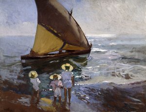 Op het strand, Valencia, 1907 door Joaquín Sorolla