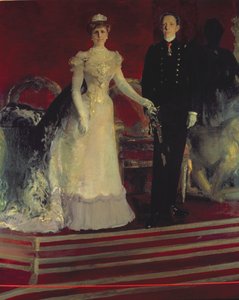 Portret van Koning Alfonso XIII van Spanje, en zijn moeder, Koningin Maria Christina