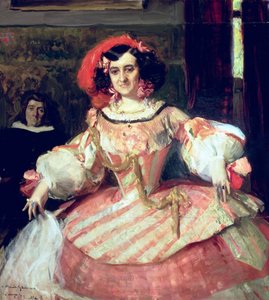 Portret van Maria Guerrero, actrice en directeur van Teatro Espanol in Madrid door Joaquín Sorolla