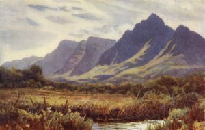 Kaapse Schiereiland, Zuid-Afrika: Tafelberg vanaf Cape Flats door Joaquin Xaudaru y Echau