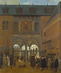 De Beurs in Amsterdam, ca.1675-80 door Job Berckheyde