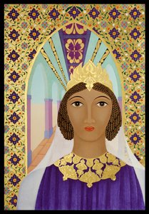 Koningin Esther, 2014 (eitempera en 24k goud op hout)