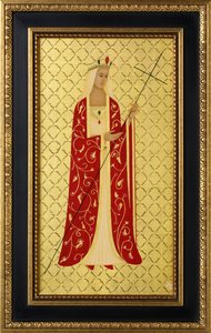 Sint Helena, 2014 (eitempera en 24k goud op hout) door Jodi Simmons
