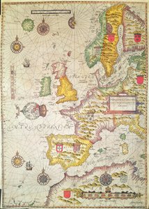 Een algemene kaart en beschrijving van de zeekusten van Europa en navigatie in dit boek bevat (handgekleurde gravure)
