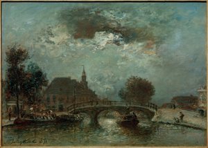 Het oude vrouwen- en kinderhuis aan het Spui in Den Haag door Johan Barthold Jongkind