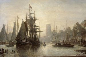 De haven van Rotterdam. 1856 door Johan Barthold Jongkind