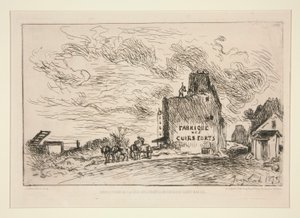 Sloopwerkzaamheden aan de Rue des Francs-Bourgeois Saint-Marcel door Johan Barthold Jongkind