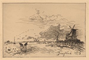 Hollandse Kanaal, nabij Rotterdam (Winter) door Johan Barthold Jongkind