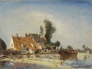 Huizen aan een waterweg bij Crooswijk