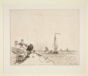Les Deux barques à voile door Johan Barthold Jongkind